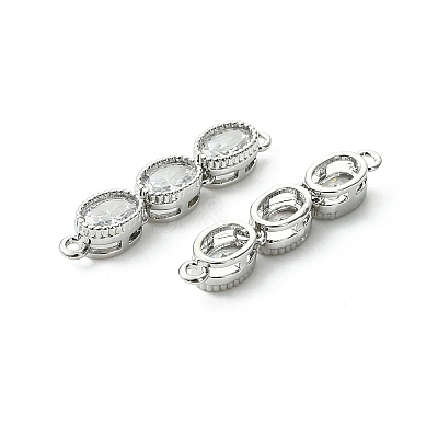 SHEGRACE Brass Pave Clear Cubic Zirconia Triple Oval Links Connector Charms XGRQ3P683-644P-1
