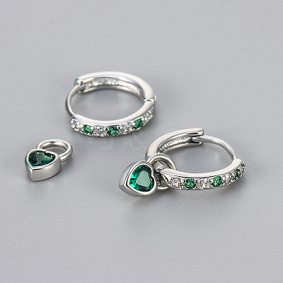 Brass Micro Pave Cubic Zirconia Hoop Dangle Earrings WG33AFF-04-1