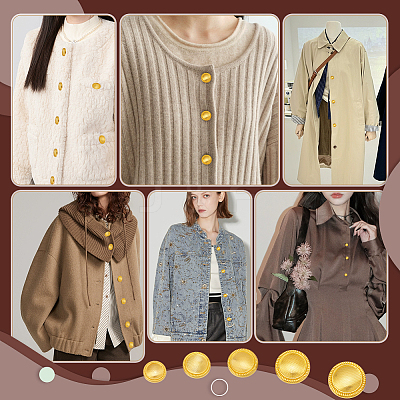 40Pc 5 Styles Alloy Buttons FIND-NB0005-78G-1