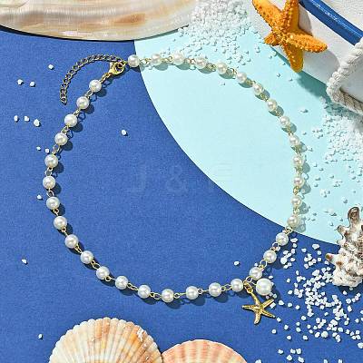 304 Stainless Steel Starfish Charms Necklace NJEW-JN04917-1