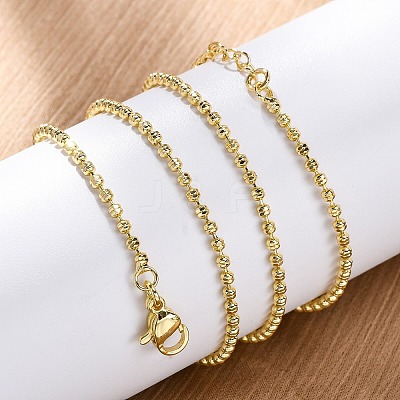 Brass Rondelle Link Chain Necklaces for Women NJEW-K282-04G-1