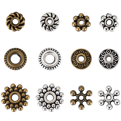 360Pcs 12 Style Alloy Spacer Beads FIND-PA0001-02-1