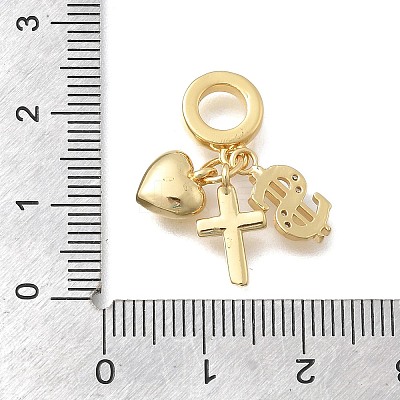 Brass Micro Pave Clear Cubic Zirconia European Dangle Charms X-KK-D431-033C-G-1