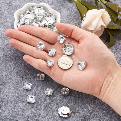 Acrylic Rhinestone Buttons BUTT-PJ0001-01-1