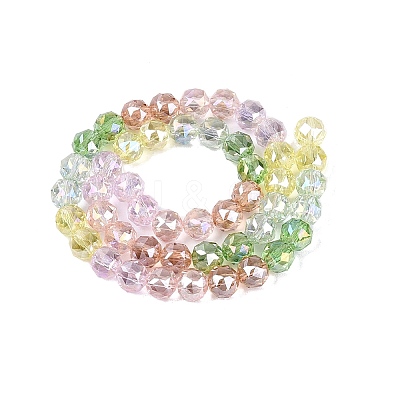 Electroplate Transparent Glass Beads Strands EGLA-Q135-8MM-C06-1