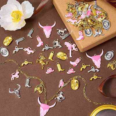 60Pcs 15 Styles West Cowboy Alloy Pendants FIND-SZ0019-69-1