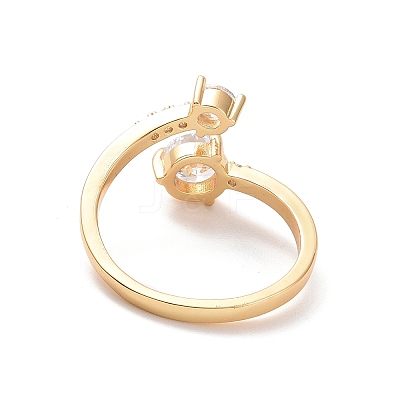 Clear Cubic Zirconia Flat Round Open Cuff Ring RJEW-G267-01G-1