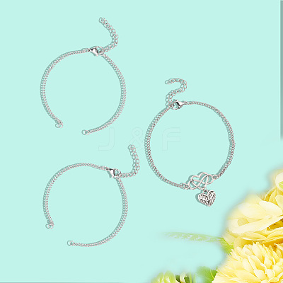 18Pcs 304 Stainless Steel Chain Bracelet Making MAK-SC0001-34-1