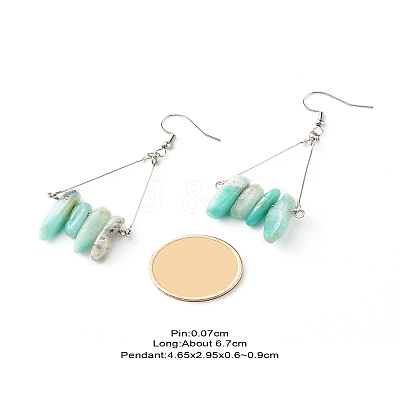 Natural Amazonite Chip Beads Dangle Earrings for Girl Women X1-EJEW-TA00015-1