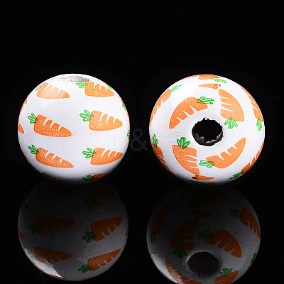 Easter Theme Printed Wood Beads WOOD-T032-22B-1
