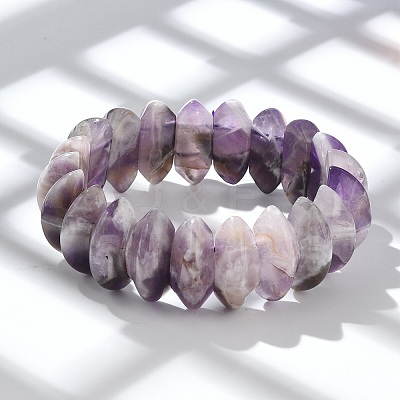 Bicone Natural Amethyst Beads Stretch Bracelets for Women Men BJEW-C097-05A-1