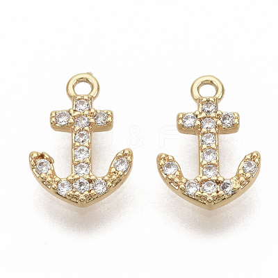 Brass Micro Pave Cubic Zirconia Charms ZIRC-T011-06G-NF-1
