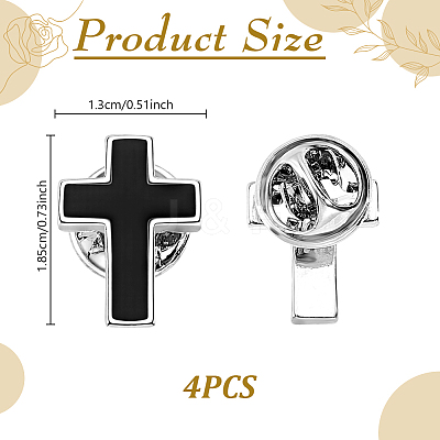 4Pcs Cross Brass Enamel Lapel Pin Backs for Backpack Clothes JEWB-GA0001-52-1