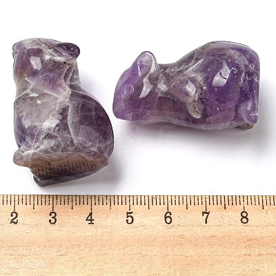 Natural Amethyst Carved Healing Mouse Figurines DJEW-D012-02A-1