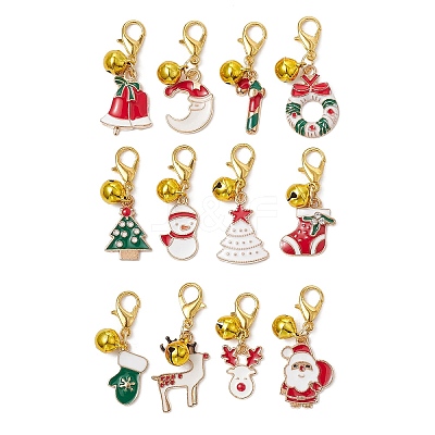 Christmas Alloy Enamel Pendants Decorations HJEW-JM01073-1