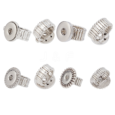 4Pcs 4 Style Crystal Interchangeable Snap Stretch Rings Settings RJEW-DR0001-01-1