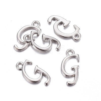 Platinum Plated Alloy Letter Pendants X-PALLOY-J718-01P-G-1