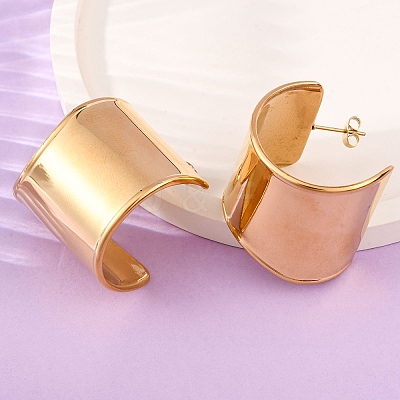 C-Shaped 304 Stainless Steel Stud Earrings for Women EJEW-A131-01A-G-1