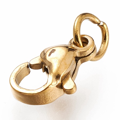 Ion Plating(IP) 304 Stainless Steel Lobster Claw Clasps STAS-G240-01B-G-1