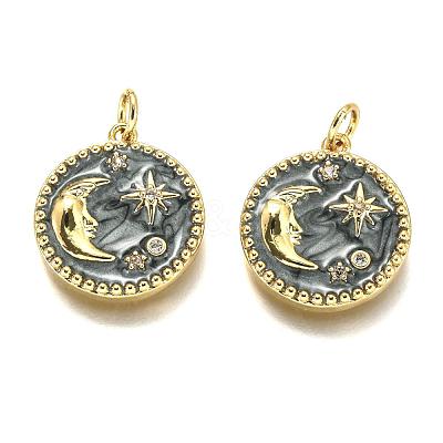Brass Micro Pave Clear Cubic Zirconia Pendants ZIRC-B0003-28G-1