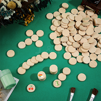 Beech Wooden Flat Round Unfinished Wood WOOD-OC0004-24B-1