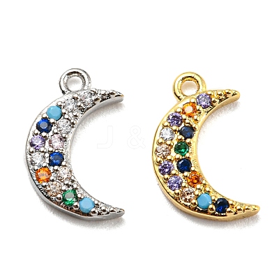 Brass Cubic Zirconia Charms KK-O119-08-1