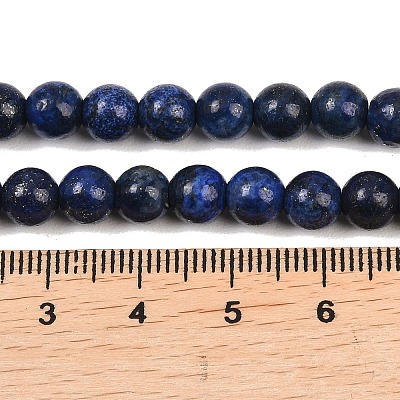 Dyed Natural Lapis Lazuli Round Beads Strands G-M169-6mm-05-1