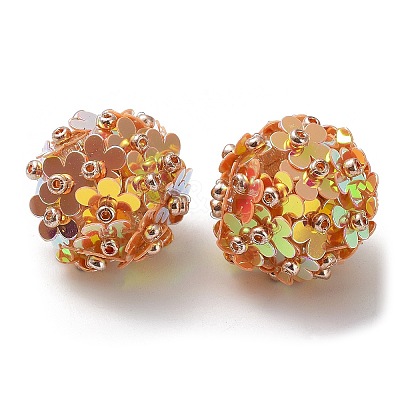 PVC Plastic Paillette with Glass Seed Beaded Pendants FIND-G058-01E-1
