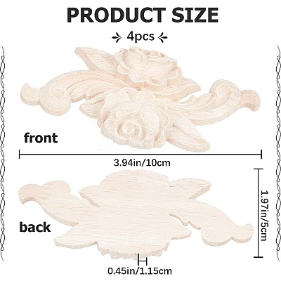 Wood Carved Appliques DIY-WH0032-28-1