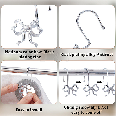 12Pcs Iron with Zinc Alloy Shower Curtain Hook FIND-SP0005-76P-1