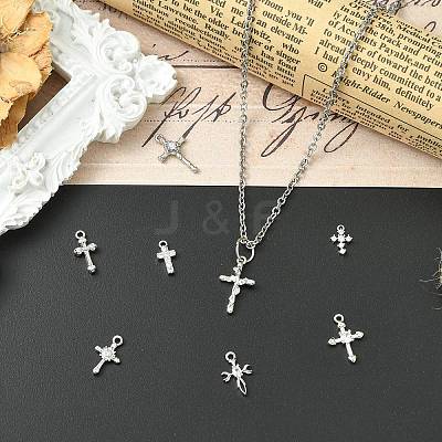8Pcs 8 Styles Brass Micro Pave Clear Cubic Zirconia Charms KK-CJ0004-22-1
