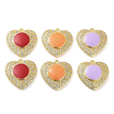 Brass Micro Pave Clear Cubic Zirconia Pendants KK-F871-07G-1