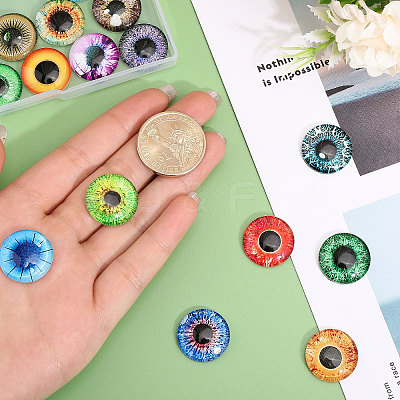 30Pcs 15 Colors Luminous Self Adhesive Glass Eyes Cabochons DIY-CA0006-27A-1