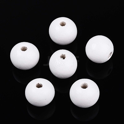 Spray Painted Round Natural Schima Wood Beads WOOD-A018-14mm-30-1