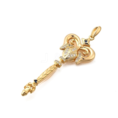 Brass Micro Pave Cubic Zirconia Big Pendants KK-B147-04G-07-1