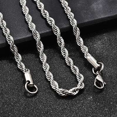 Tarnish Resistant Trendy Men's 304 Stainless Steel Rope Chain Necklaces NJEW-M072-D-02-1