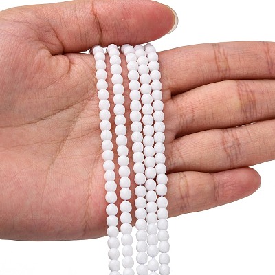 Synthetic White Agate Beads Strands G-D419-4mm-01-1