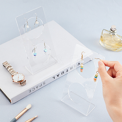 Transparent Acrylic Earring Display Stands EDIS-WH0012-18-1