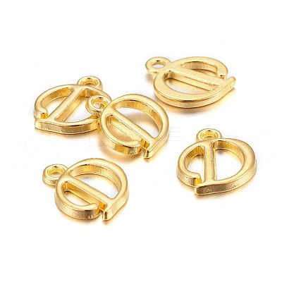 Golden Plated Alloy Letter Pendants X-PALLOY-J718-01G-D-1