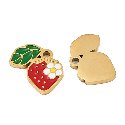 Fruit 304 Stainless Steel Enamel Charms STAS-C137-04B-G-1