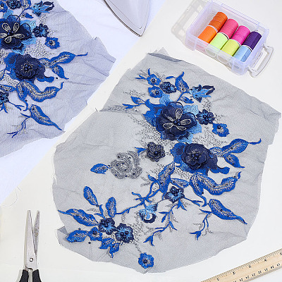 3D Polyester Embroider Thread Iron on/Sew On Patches PATC-WH0023-20B-1