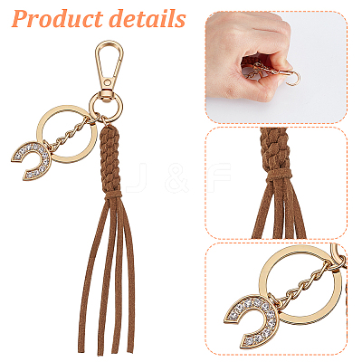 2Pcs Faux Suede Cord & Alloy Keychains KEYC-GA00018-1