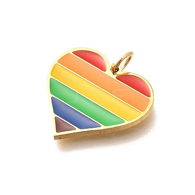 Pride 304 Stainless Steel Enamel Pendants STAS-B079-01G-03-1