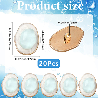 20Pcs 1-Hole Alloy Resin Buttons BUTT-CY0001-21A-1