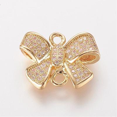 Brass Micro Pave Cubic Zirconia Links ZIRC-K062-06G-1