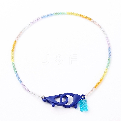 Rainbow Personalized Electroplate Glass Beaded Necklaces NJEW-JN03410-02-1