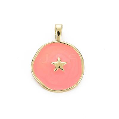 Brass Enamel Pendants KK-Q283-057A-NR-1
