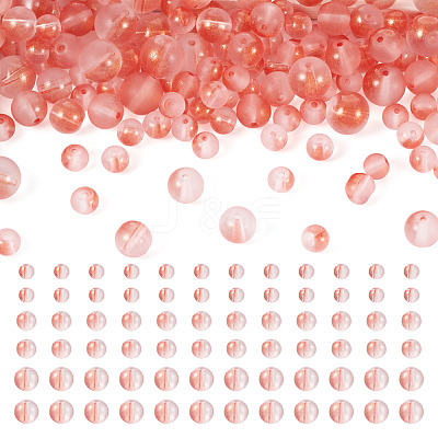 300Pcs Frosted Transparent Glass Beads GLAA-TA0002-78D-1