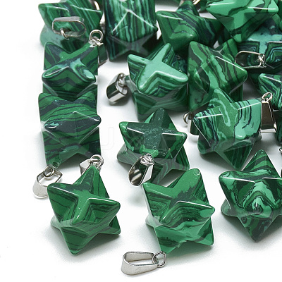 Synthetic Malachite Pendants G-T082-16-1