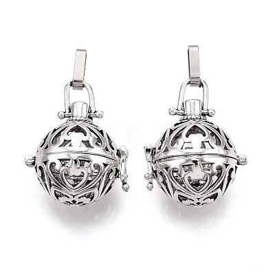 Rack Plating Brass Cage Pendants KK-S751-034AS-1